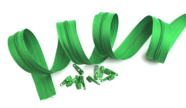 Endlos Reißverschluss 3 mm grün + 4 Zipper