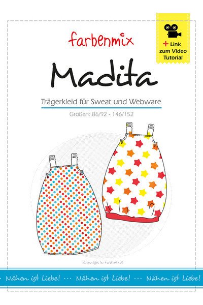 Papierschnittmuster MADITA Gr. 86 - 152, Farbenmix