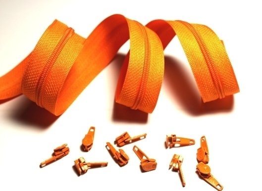 1m Endlos Reißverschluss 3 mm orange + 4 Zipper
