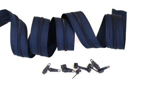 Endlos Reißverschluss 3 mm dunkelblau + 4 Zipper