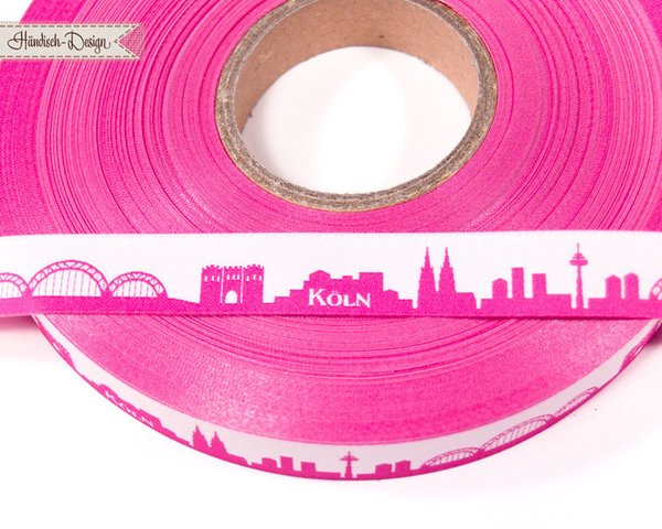 Webband Skyline Köln pink / weiß