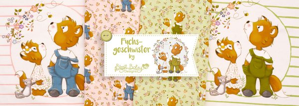 80cm Fuchsgeschwister by Birgit Boley - Baumwolljersey - Kiwigrün -