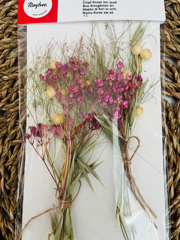 1x kleiner Trockenblumenstrauß pink 18 cm - 20 cm